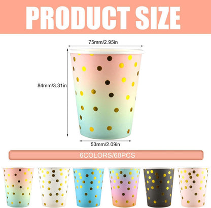 Pappbecher Einwegbecher 250ml Dot Partybecher 60 Stück