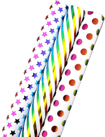 Regenbogen Glitzernde Geschenkpapier Set 3 Rollen 43cm x 3m