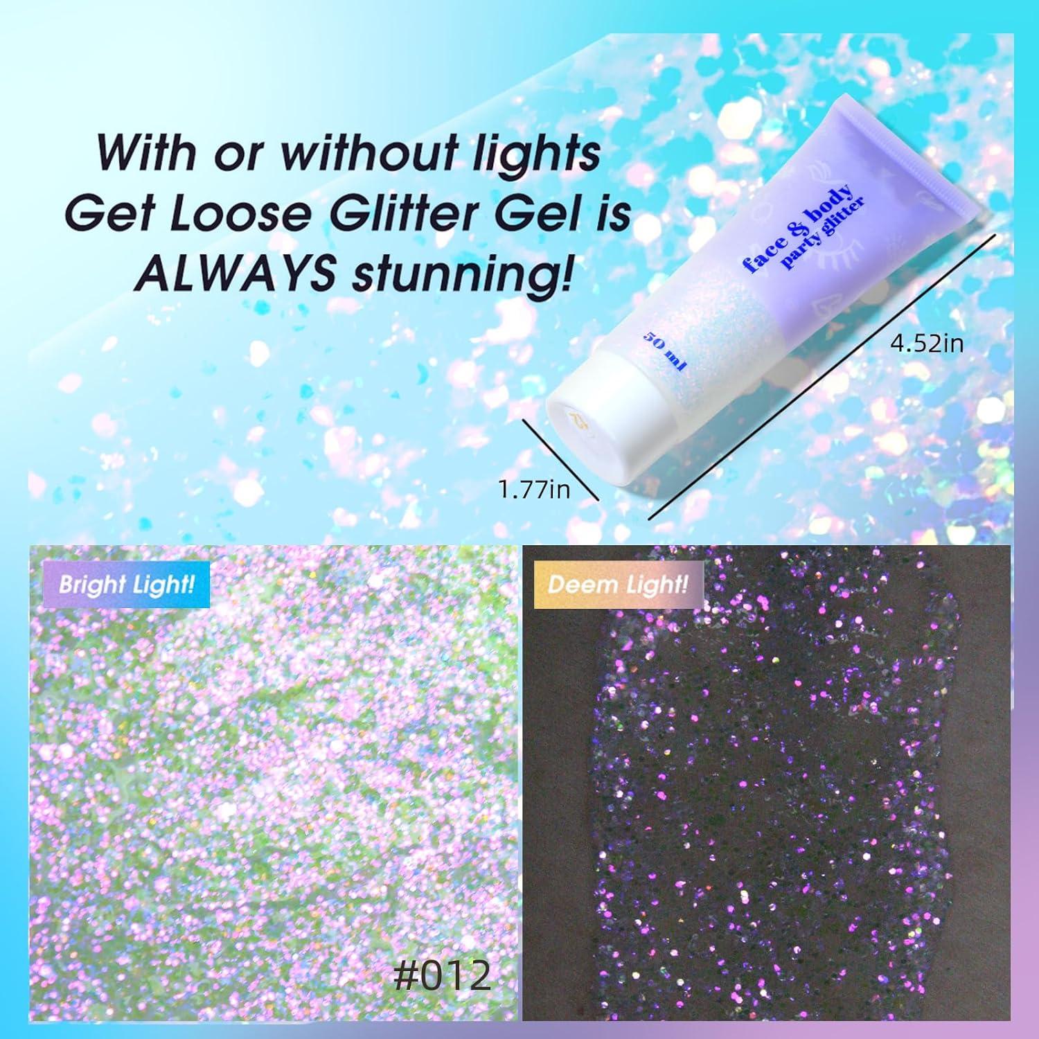 Holographic Face Body Glitter Gel Sequins Shimmer Makeup 50ml Pink