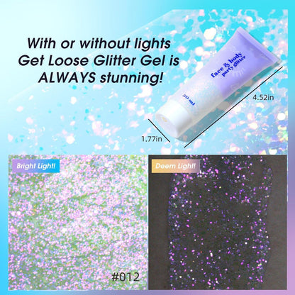 Holographic Face Body Glitter Gel Sequins Shimmer Makeup 50ml Pink