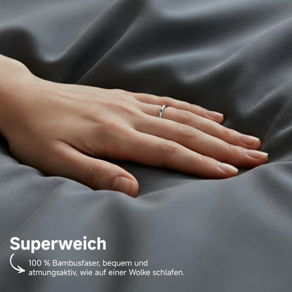 Bambus Bettwäsche-Set 200x200 cm Dunkelgrau – Seidig Weich & Kühl