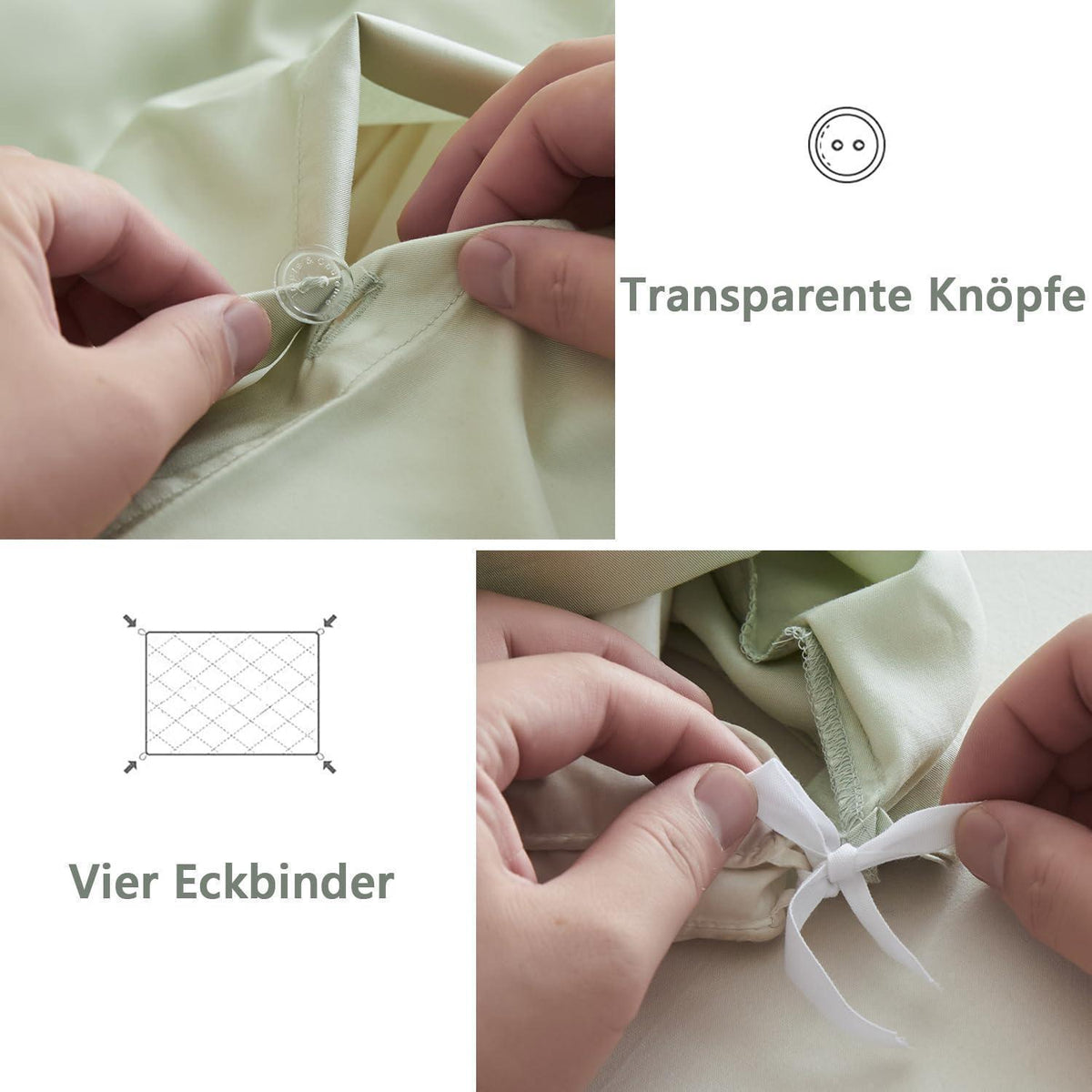 Bambus Bettwäsche Set 200x200 cm, Mintgrün – Seidig Weich & Kühl