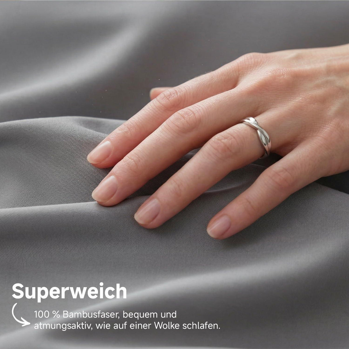 Bambus Bettwäsche Set 200x200 cm – Seidiger & Kühle Bettwäsche Grau