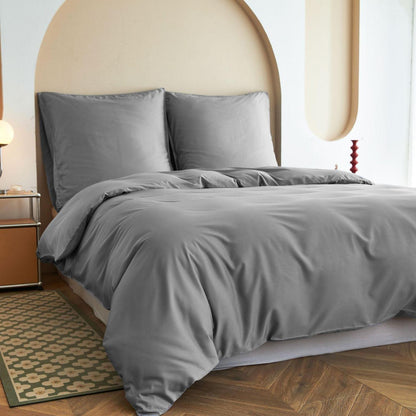 Bambus Bettwäsche Set 200x200 cm – Seidiger & Kühle Bettwäsche Grau