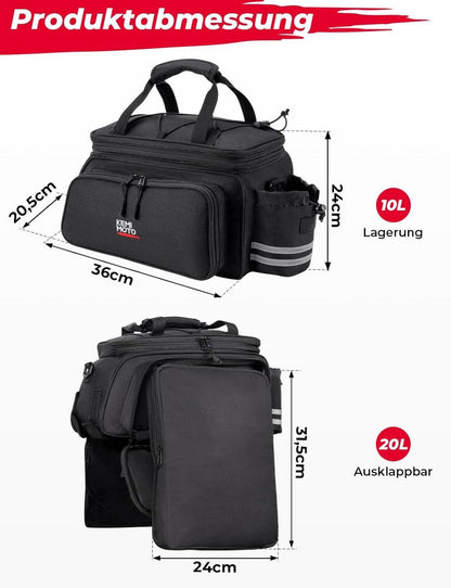 Wasserdichte 3-in-1 Fahrradtasche 20L mit Reflektorstreifen und Regenschutz