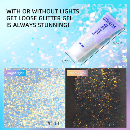 Prreal Body Glitter Gel 50ml - Holographic Shimmer Sequins Makeup