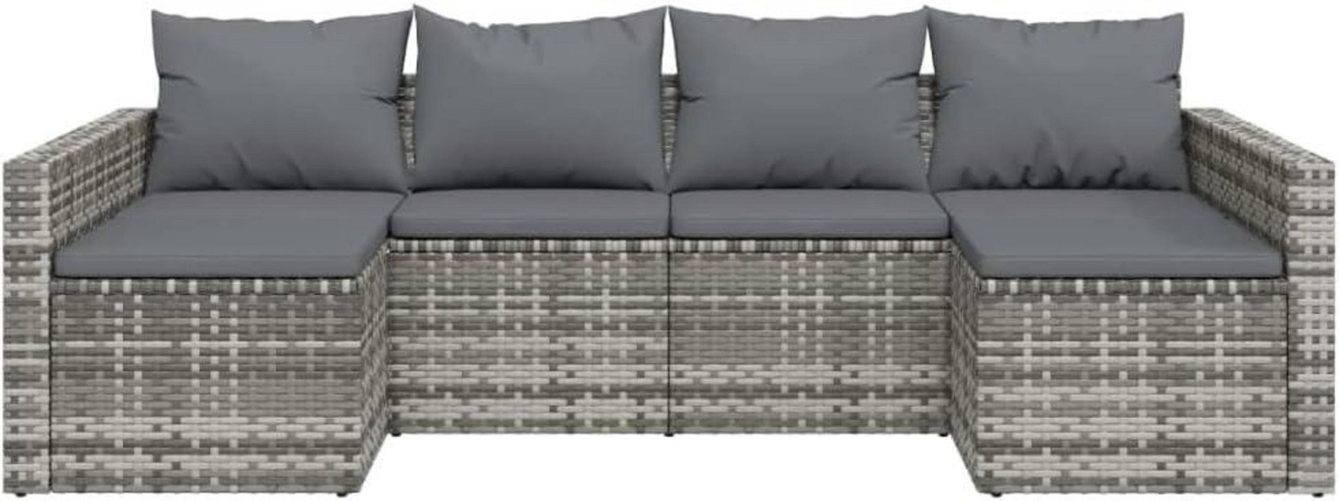 vidaXL Garten Lounge Set 2-tlg. Grau Poly Rattan Sofagarnitur mit Kissen