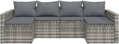 vidaXL Garten Lounge Set 2-tlg. Grau Poly Rattan Sofagarnitur mit Kissen