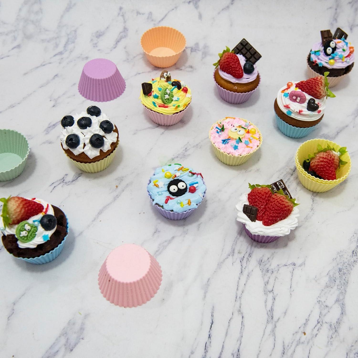 Muffinformen Silikon 24er-Set Wiederverwendbare Standard Cupcake Backförmchen