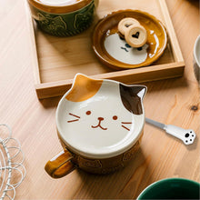Süße Keramik Katzentassen mit Deckel - Lustiges Kaffee