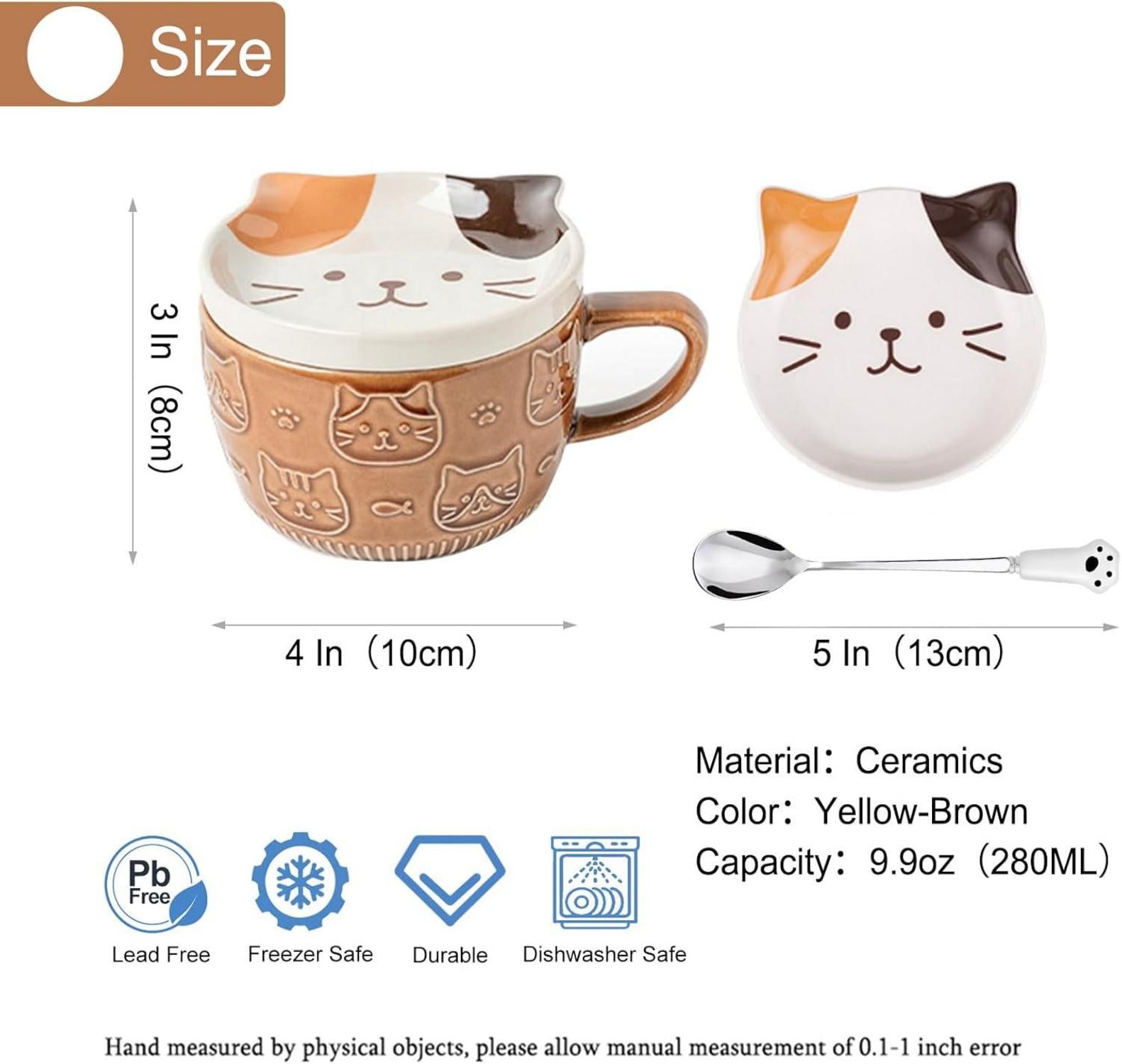 Süße Katzentassen mit Deckel - Kaffee Teetassen Set