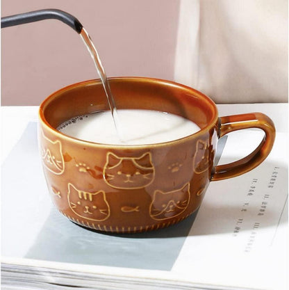 Süße Katzentassen mit Deckel - Kaffee Teetassen Set