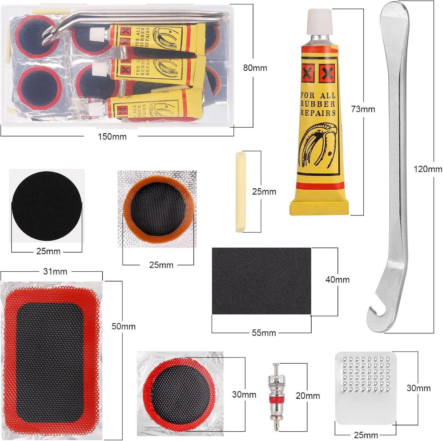 Hejo 48-teiliges Fahrrad-Reifenflickzeug-Set für Fahrräder & Motorräder
