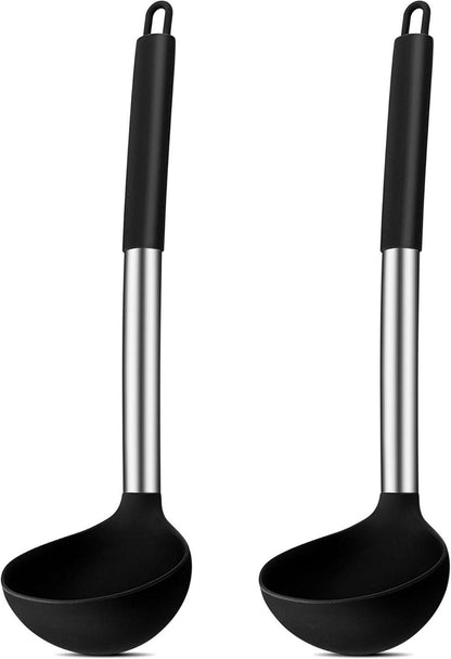 Silikon Schöpfkelle Set, Hitzebeständig, Edelstahl Griff, 30cm