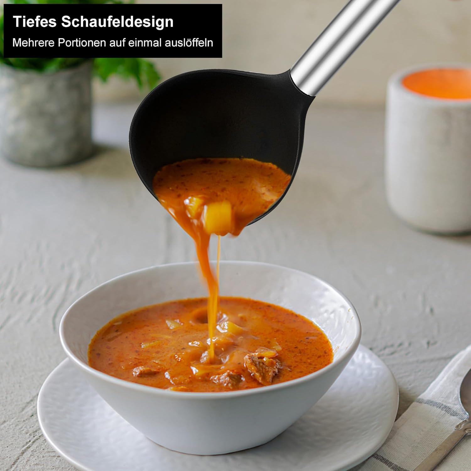 Joyfair Silikon Schöpfkelle Set 2-teilig 30cm Soßenlöffel Küchenutensilien