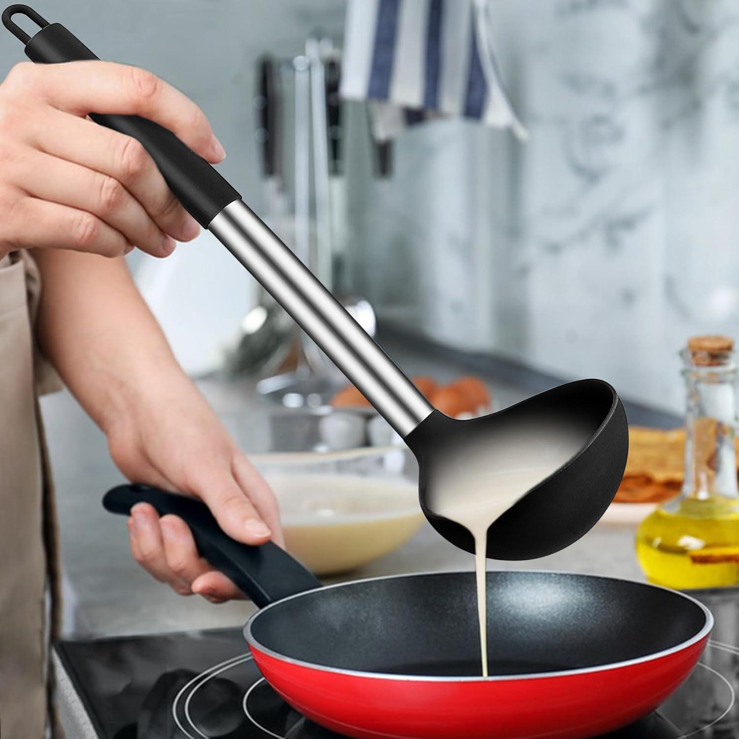 Joyfair Silikon Schöpfkelle Set 2-teilig 30cm Soßenlöffel Küchenutensilien