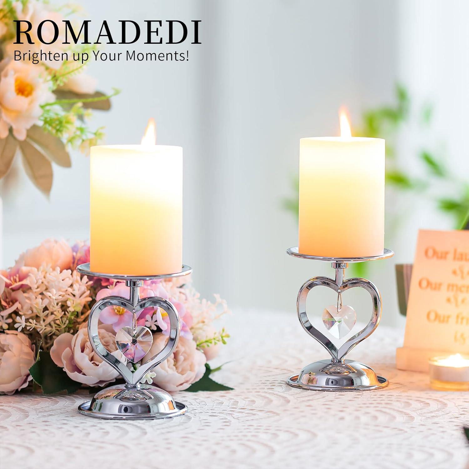 Herz Kerzenständer Set Silber Kristall 2er Hochzeit Deko