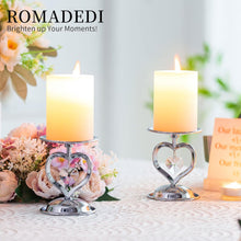 Herz Kerzenständer Set Silber Kristall 2er Hochzeit Deko