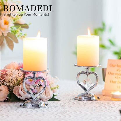 Herz Kerzenständer Set Silber Kristall 2er Hochzeit Deko