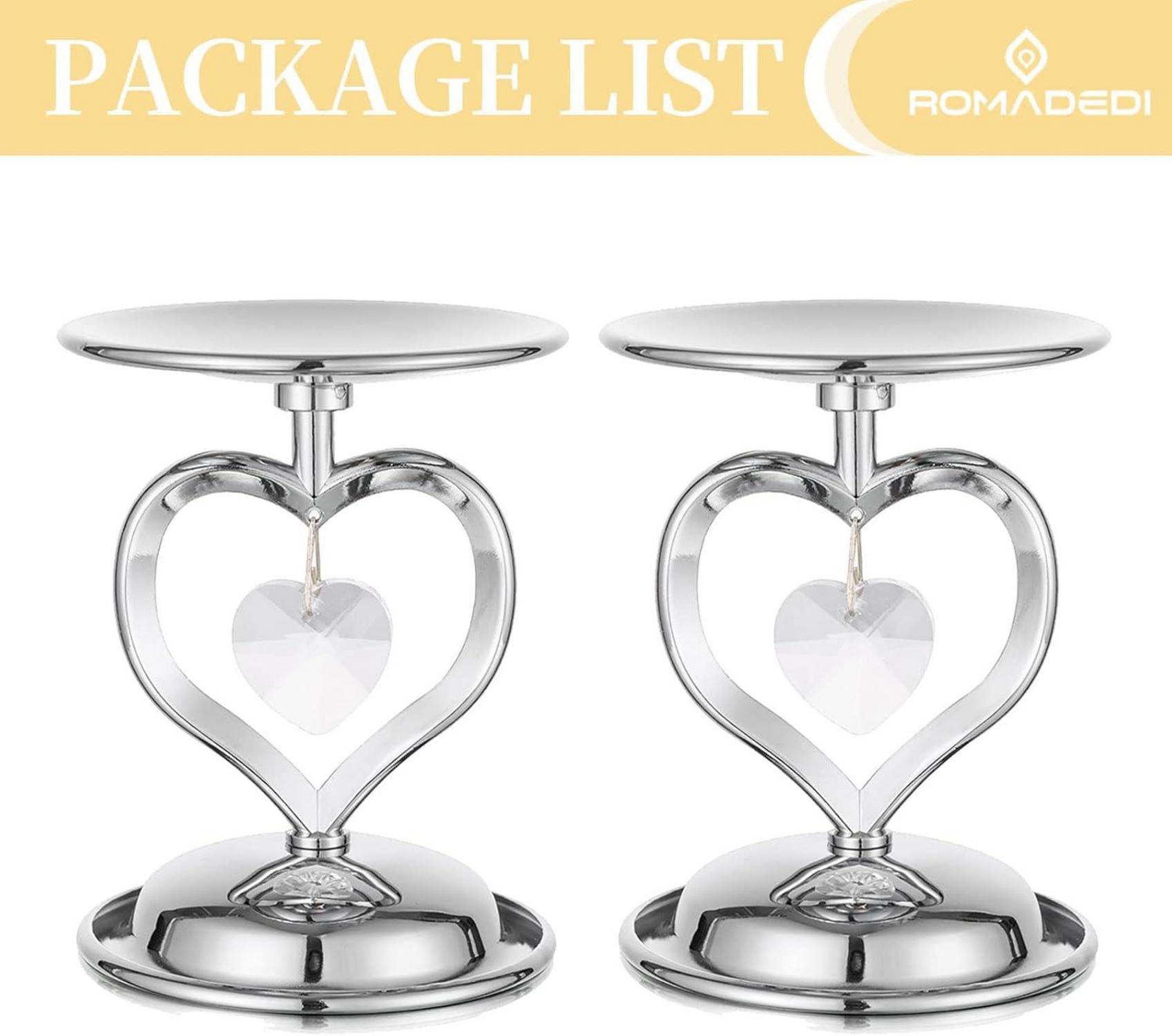 Herz Kerzenständer Set Silber Metall Vintage Modern, 2er für