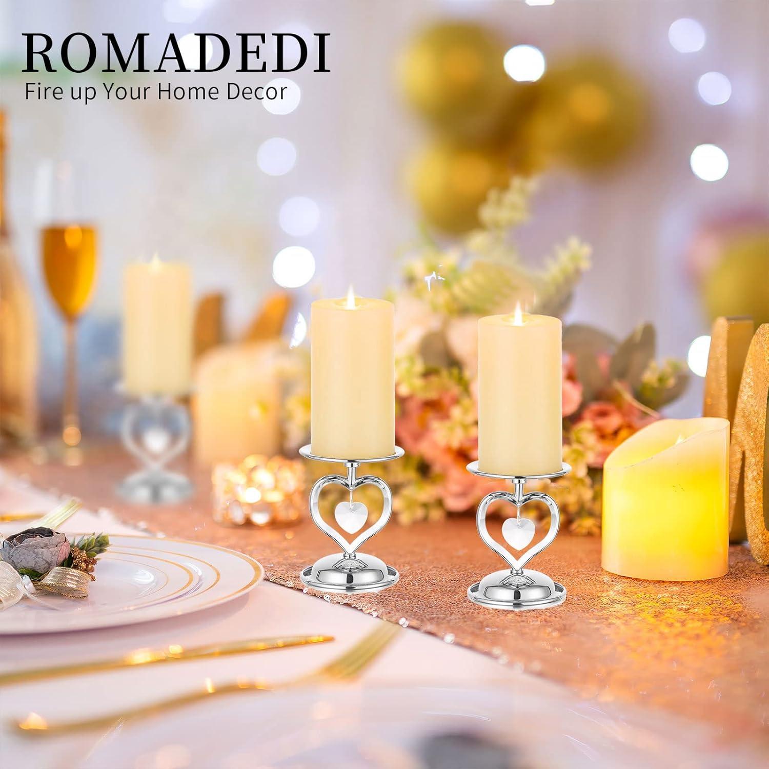 Herz Kerzenständer Kristall Silber 2er Set für Hochzeit Deko