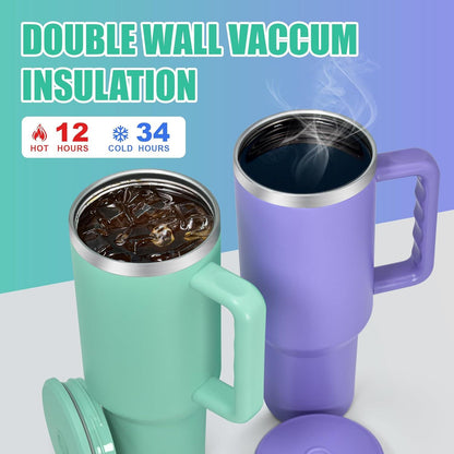 AGH Life 40oz Thermobecher Edelstahl Griff Stroh Vakuum Tragbare Kaffeebecher