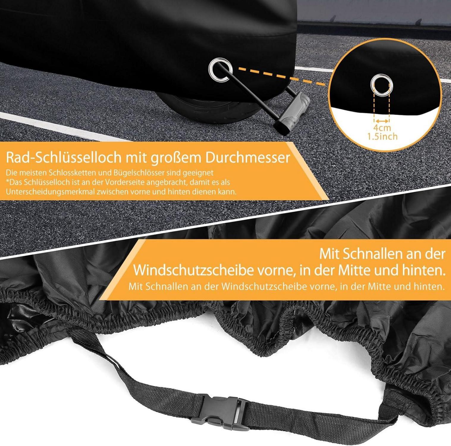 Motorrad Abdeckplane 300D Oxford Stoff Motorradgarage 245x105x125cm