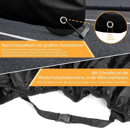 Motorrad Abdeckplane 300D Oxford Stoff Motorradgarage 245x105x125cm