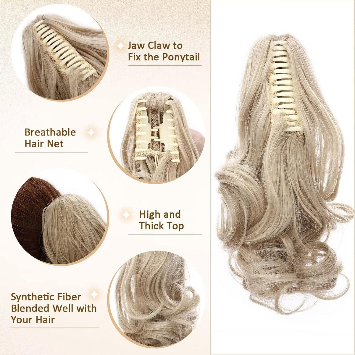 30cm Welliger Pferdeschwanz Haarteil Blond Haarverlängerung