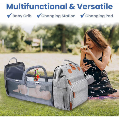 Rosa Wickelrucksack mit Klappbett USB Wasserdicht