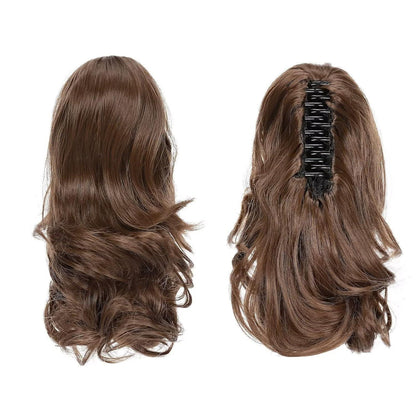 Gewellter Pferdeschwanz Clip Extension – Mittelbraun, 30cm