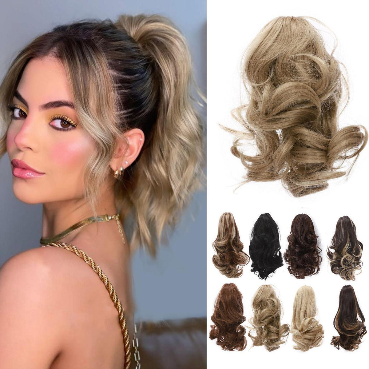Gewellter Pferdeschwanz Clip Extension 30cm Naturblond