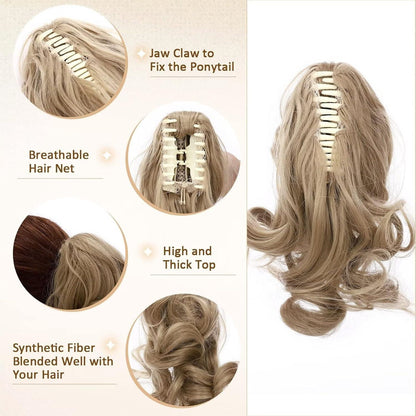 Gewellter Pferdeschwanz Clip Extension 30cm Naturblond