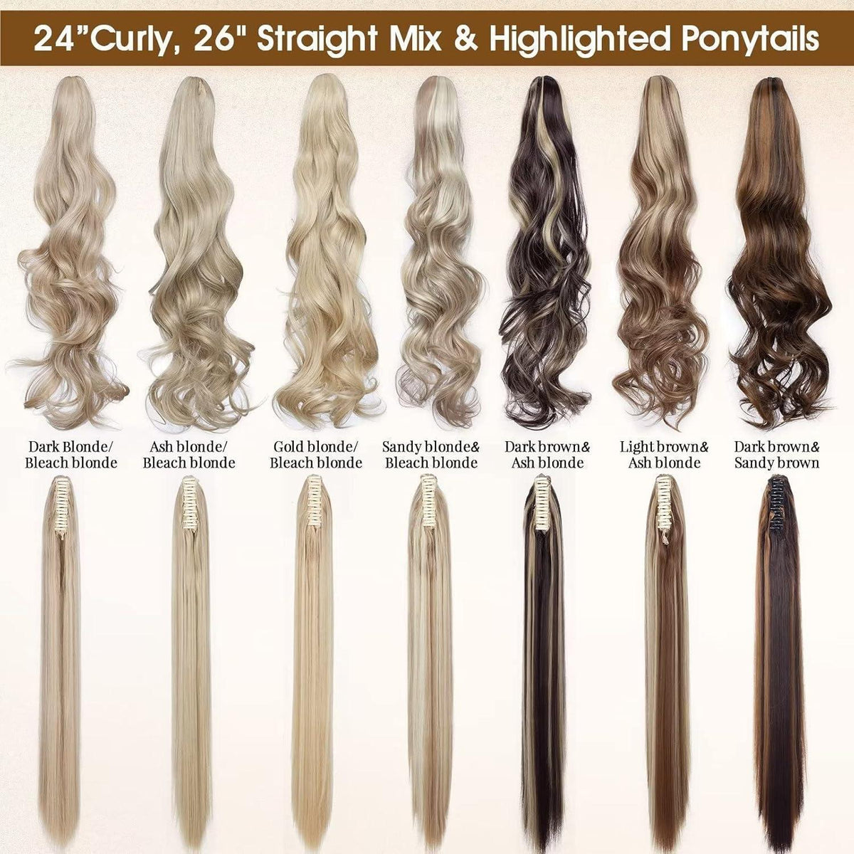 Gewellter Pferdeschwanz Clip Extension 30cm Naturblond