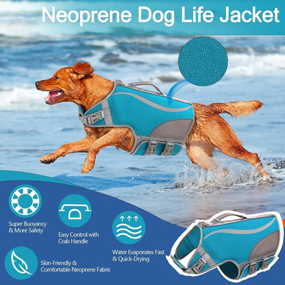 Hundeschwimmweste XL Blau Neopren mit Klettverschluss
