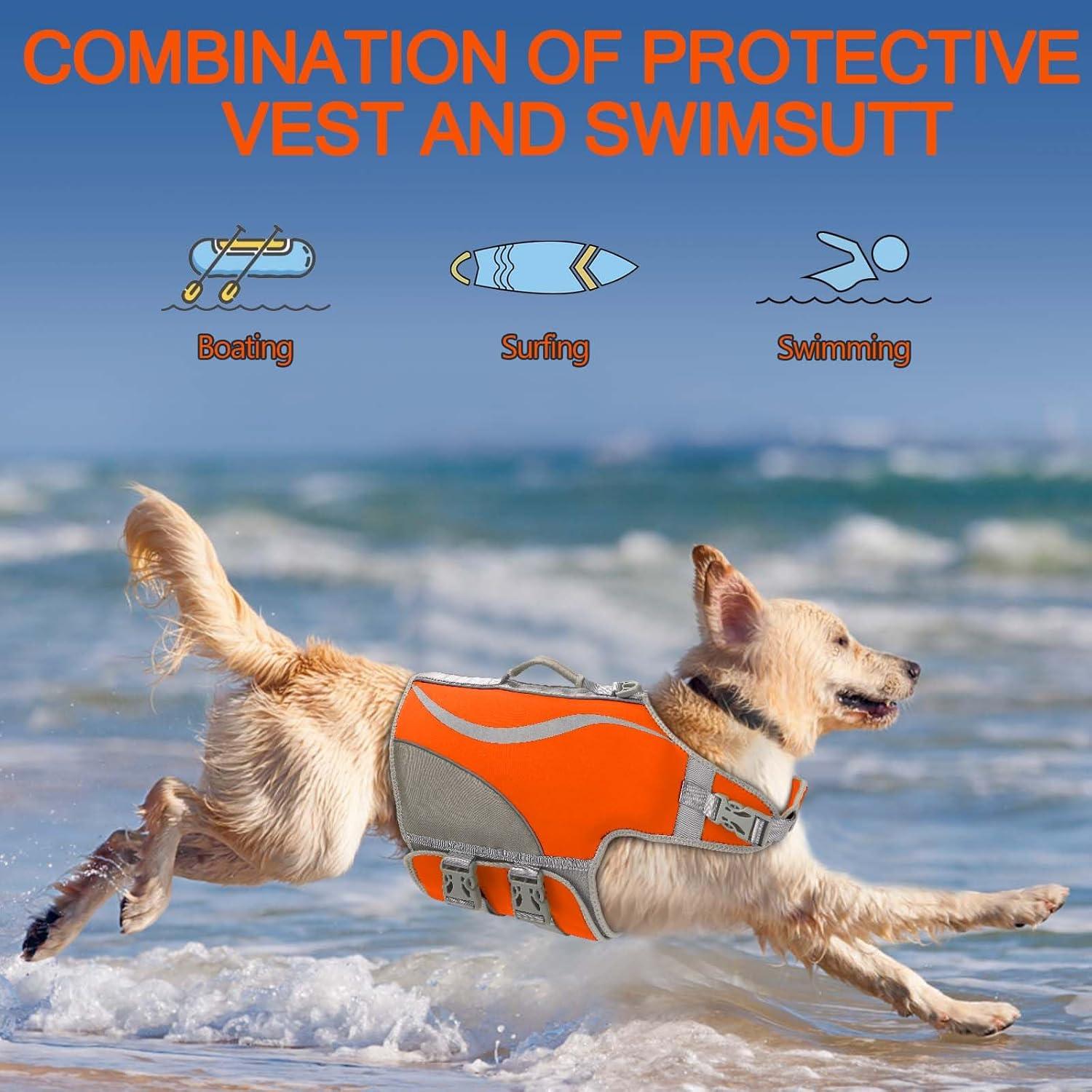 Neopren Schwimmweste Hund Einstellbar Rettungsweste XL Orange