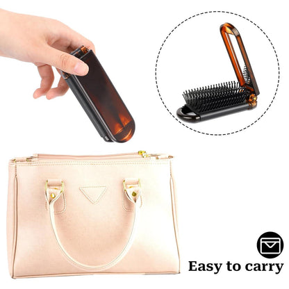 Klapp Haarkamm mit Spiegel Mini Haarbürste Kompakte Pocket Bürste für Frauen