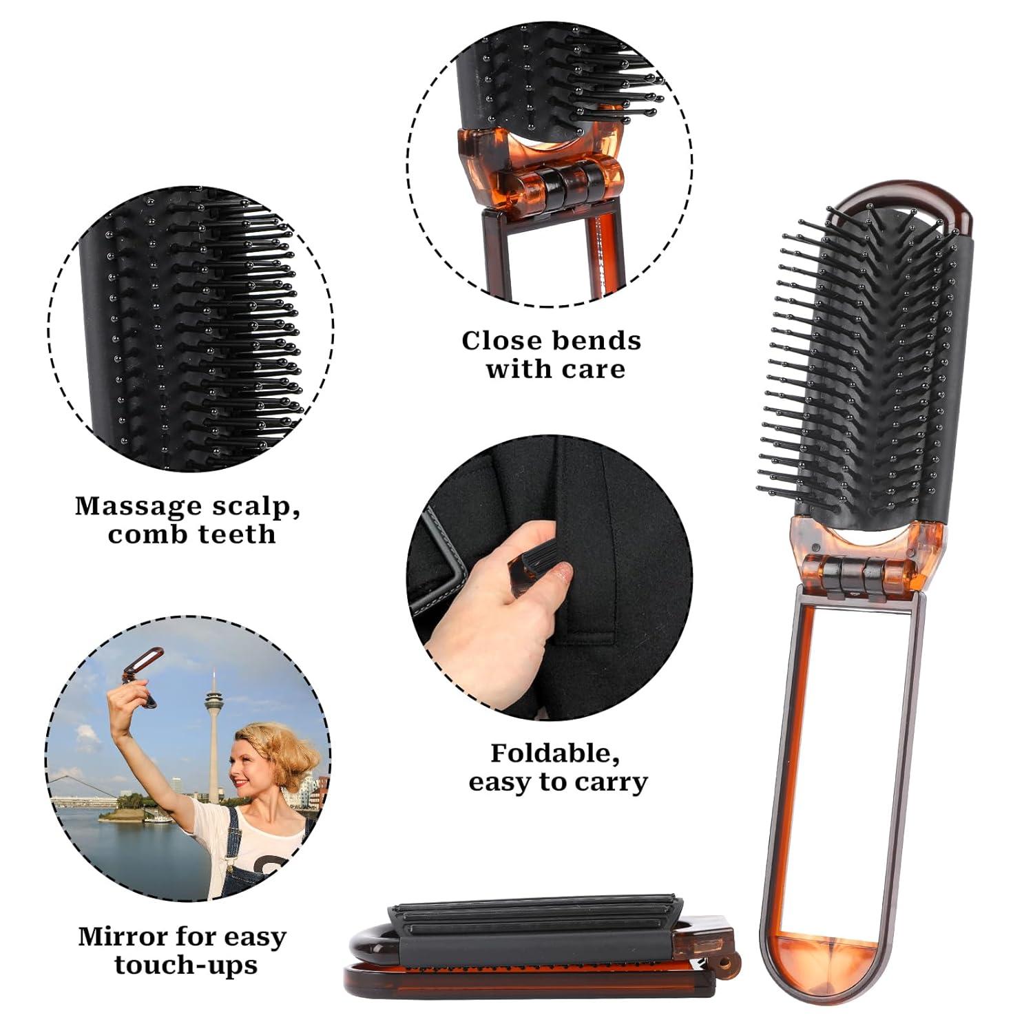Klapp Haar Kamm Spiegel Reise Mini Haarbürste Bernstein