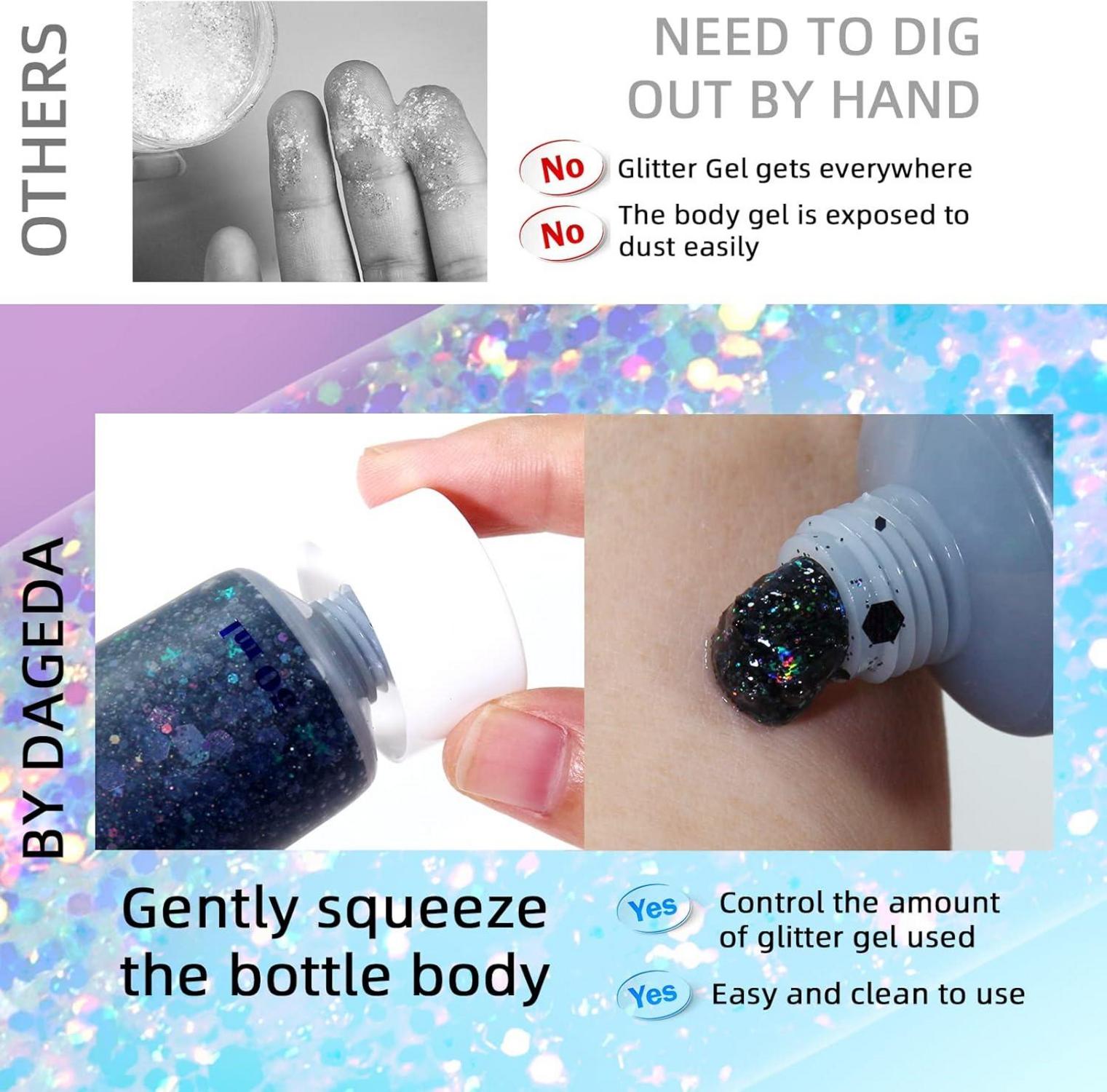 Holographic Glitter Gel 50ml Body Face Sequins Shimmer Makeup