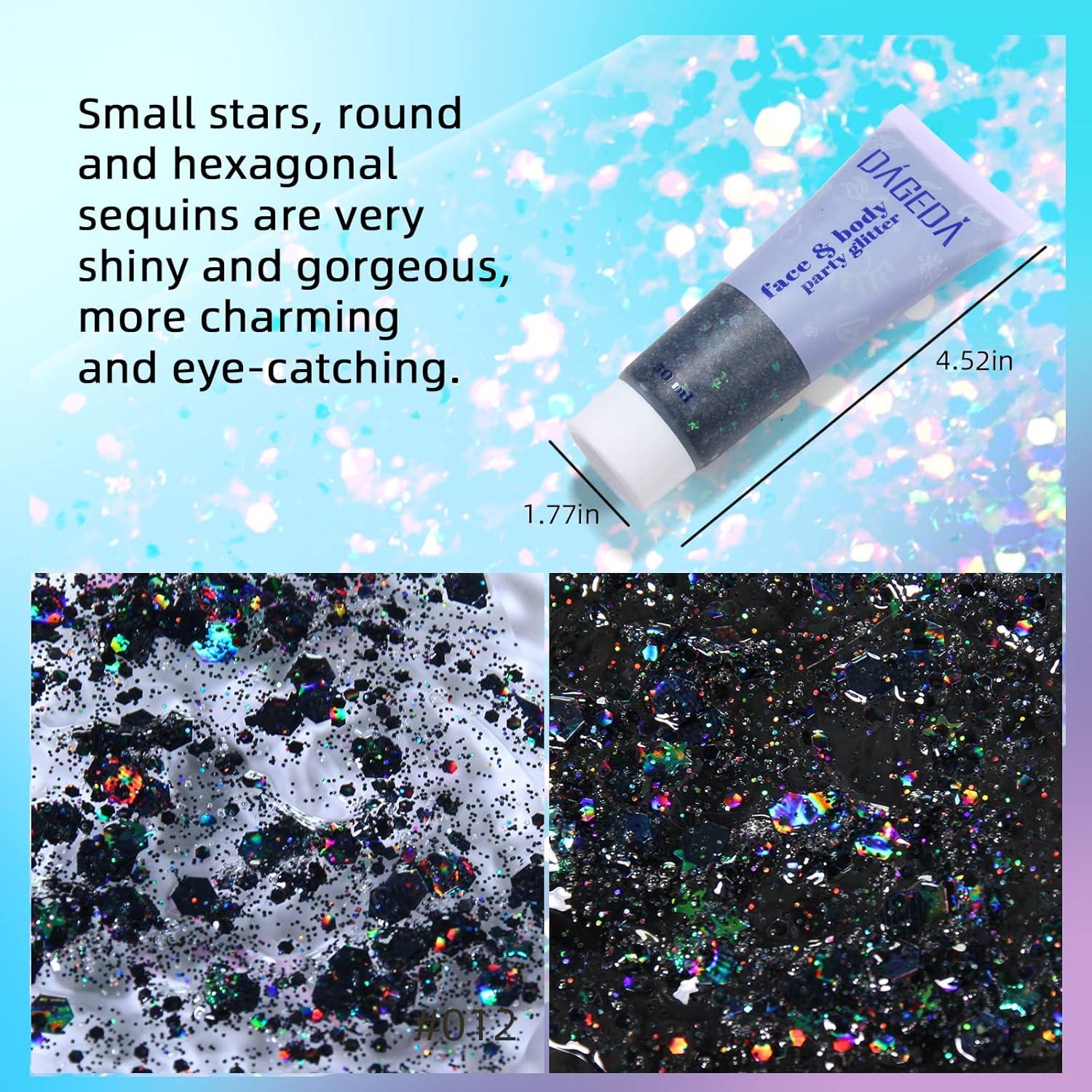 Holographic Glitter Gel 50ml Body Face Sequins Shimmer Makeup