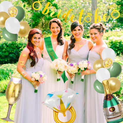 JGA Deko Set Grün – Girlande, Ballons & Accessoires für die Braut