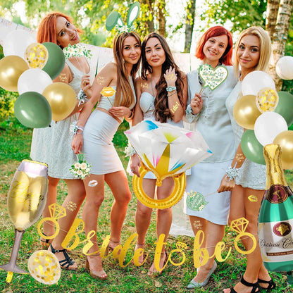 JGA Deko Set Grün – Girlande, Ballons & Accessoires für die Braut