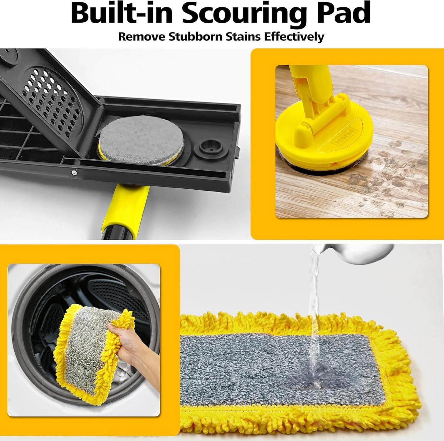 Bodenwischer mit Mikrofaser & Chenille Pads, 127 cm Teleskopstiel Wischmopp