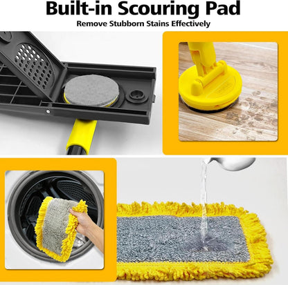 Bodenwischer mit Mikrofaser & Chenille Pads, 127 cm Teleskopstiel Wischmopp