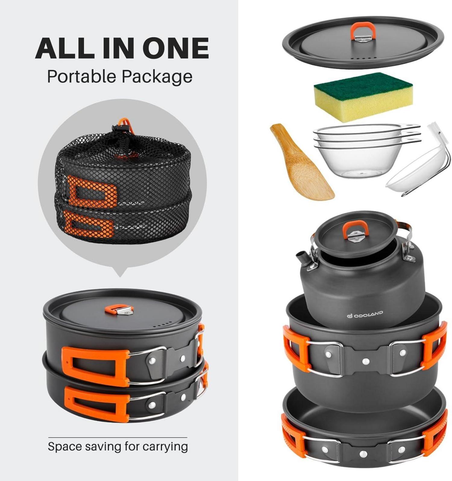 Camping Kochgeschirr Set Outdoor Kochen Wandern Reisen 10-teilig