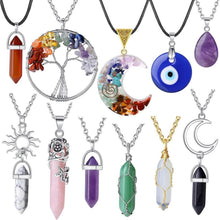 Kristall Halsketten Set Evil Eye Vintage Mond Sonne Baum Lebens