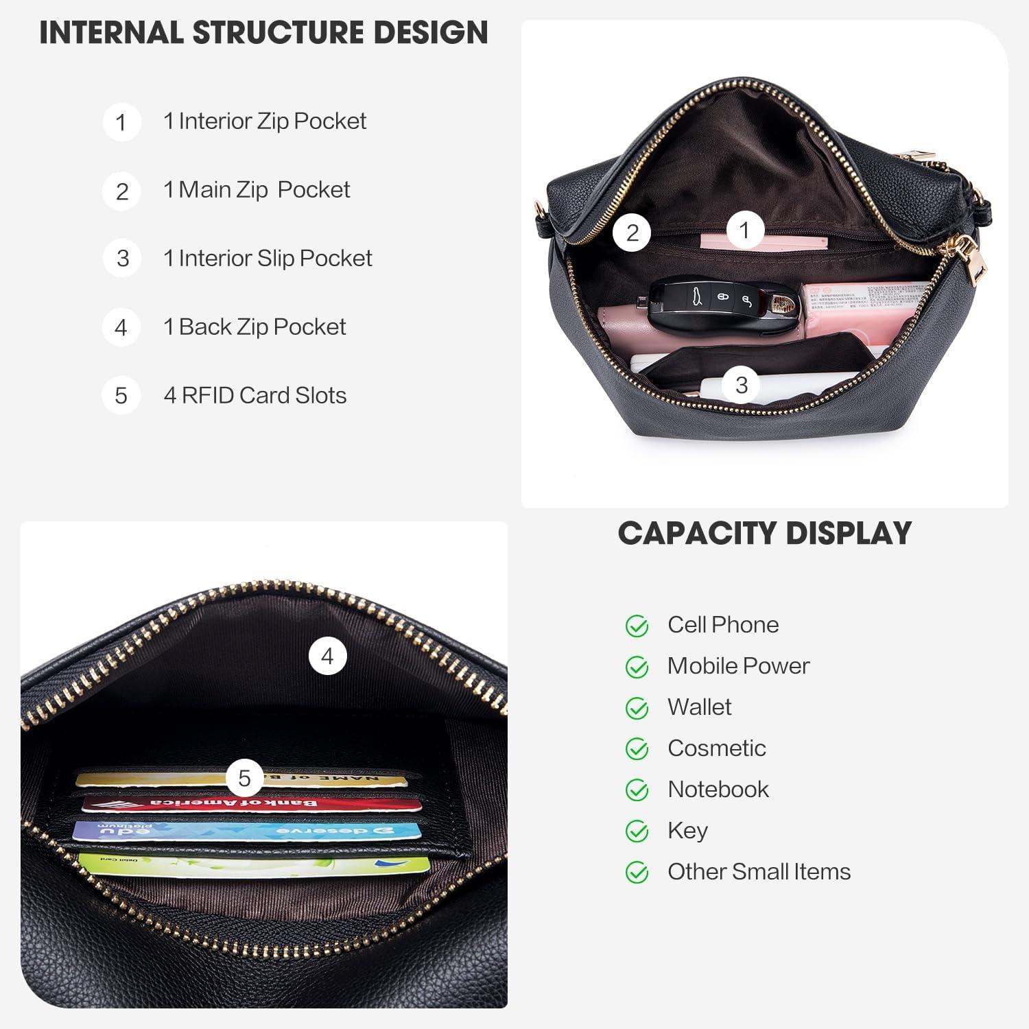 Kleine Damen Umhängetasche RFID Blockierung Crossbody Tasche Veganes Leder