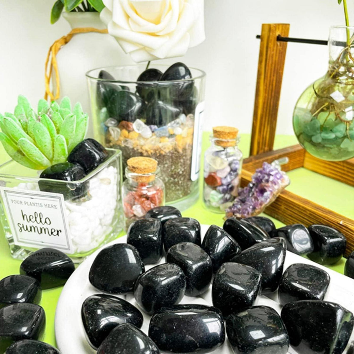 XIANNVXI Obsidian Trommelsteine 100g - Natürliche Heilkristalle