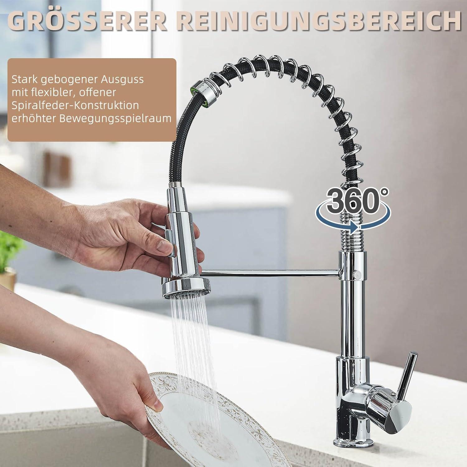 Wasserhahn Küche mit Brause ausziehbar 360° Schwenkbar