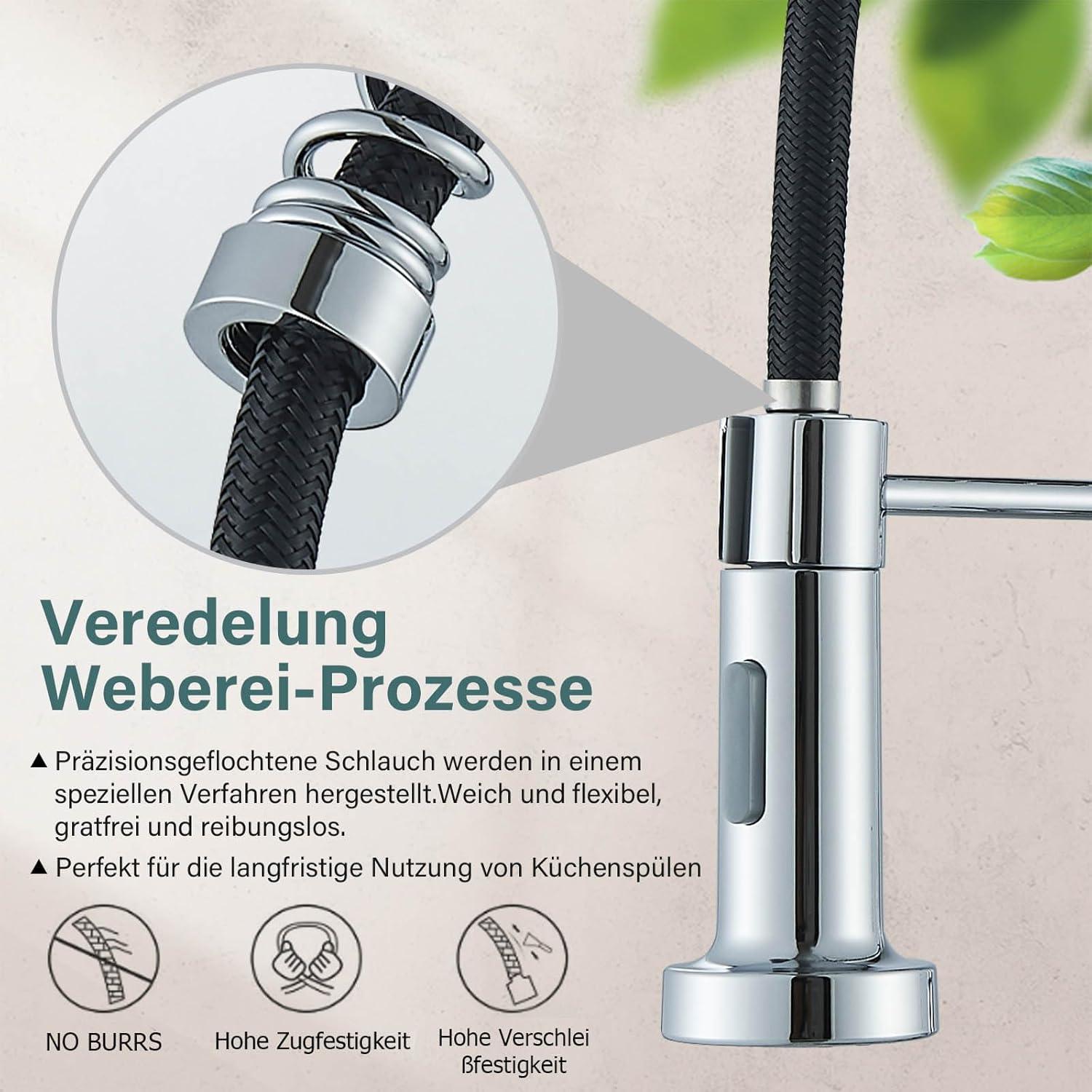 Wasserhahn Küche mit Brause ausziehbar 360° Schwenkbar Galvanik